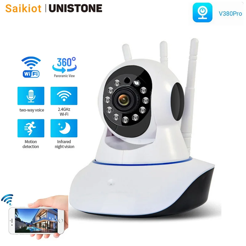 

Saikiot V380 Baby Monitor Wireless Indoor PTZ Camera WIFI Smart Camera Auto Tracking CCTV Security V380 Pro Baby Monitor Camera