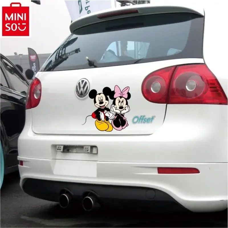 

MINISO Car Stickers Cartoon Mickey Minnie Couple Cute Scratch Stickers Side Door Covering Car Stickers Creative Body Decoration