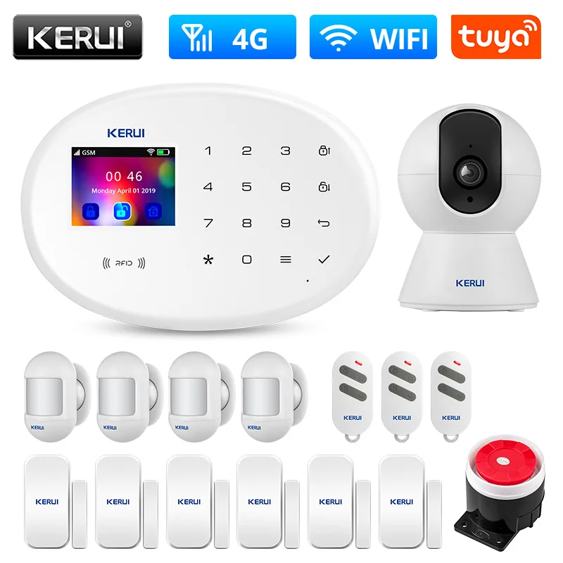 

KERUI W20 WIFI GSM 4G Alarm System 433Mhz Home Security Tuya Smart Android IOS Phone APP 8 Language Switch Anti Theft Alarm Kit