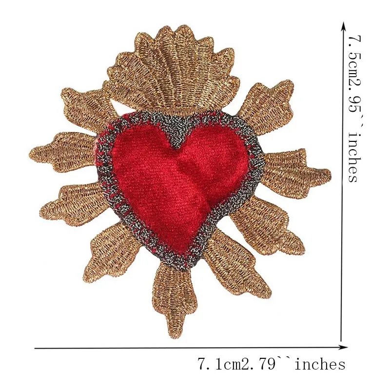 2Pcs Gold Sequin Sequined Crown Heart Pattern Patches Embroidery Applique Badges Clothing Decorated Crafts Sewing Badges