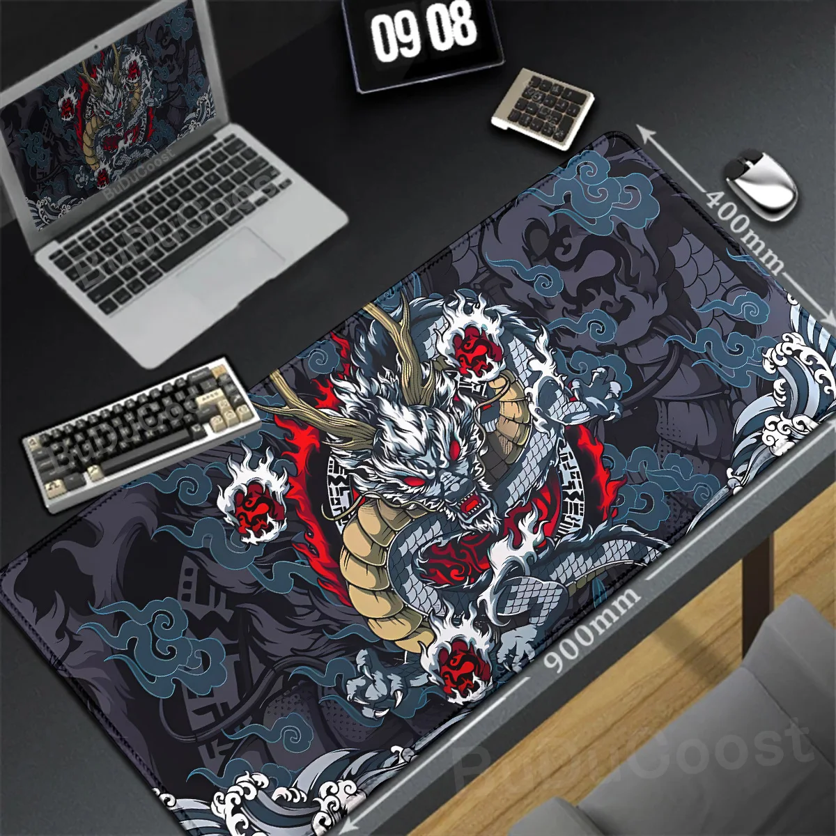 Dragon Mouse Pad 400x900mm Deskmat Playmat Laptop XXL Japan Anime Gaming Keyboard Lock Edge Rubber Pad On Table Mouse Mat Pc Rug