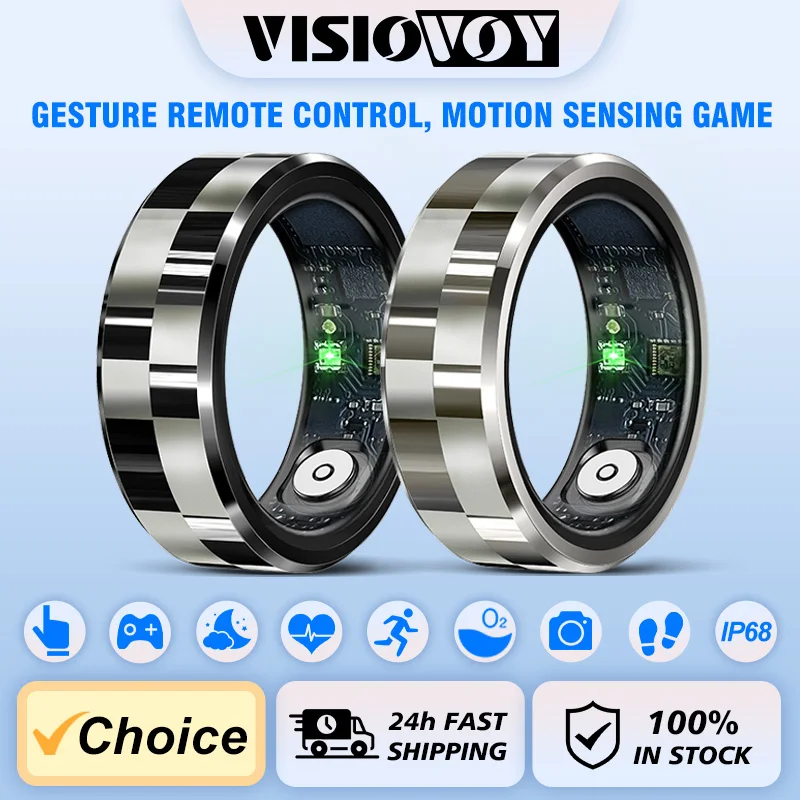 

Waterproof Smart Ring for Men and Women, Health Monitor, Gesture Control, Multi-sport Mode, New, 5ATM, 24H