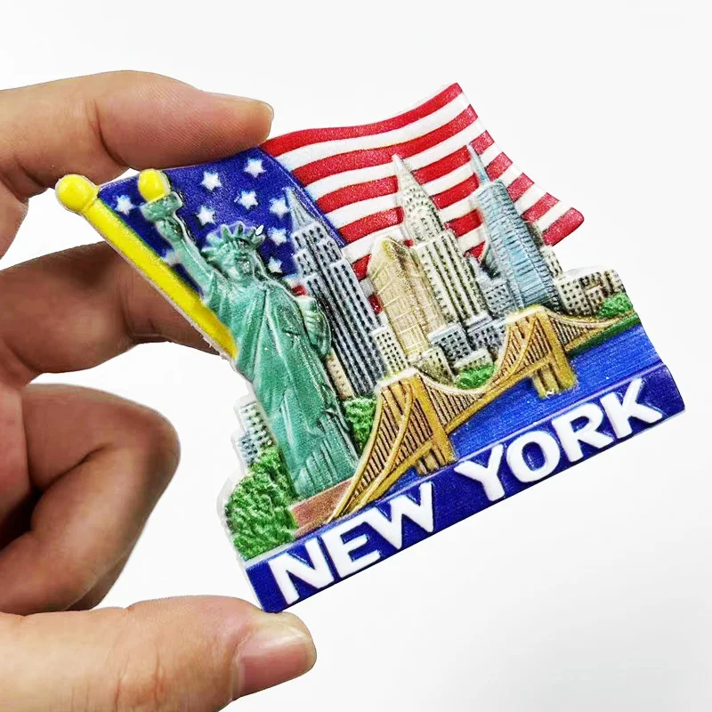 

New York Flag Landmark Creative Travel Fridge Magnet Personalized Souvenir Home Magnetic Decoration Gift