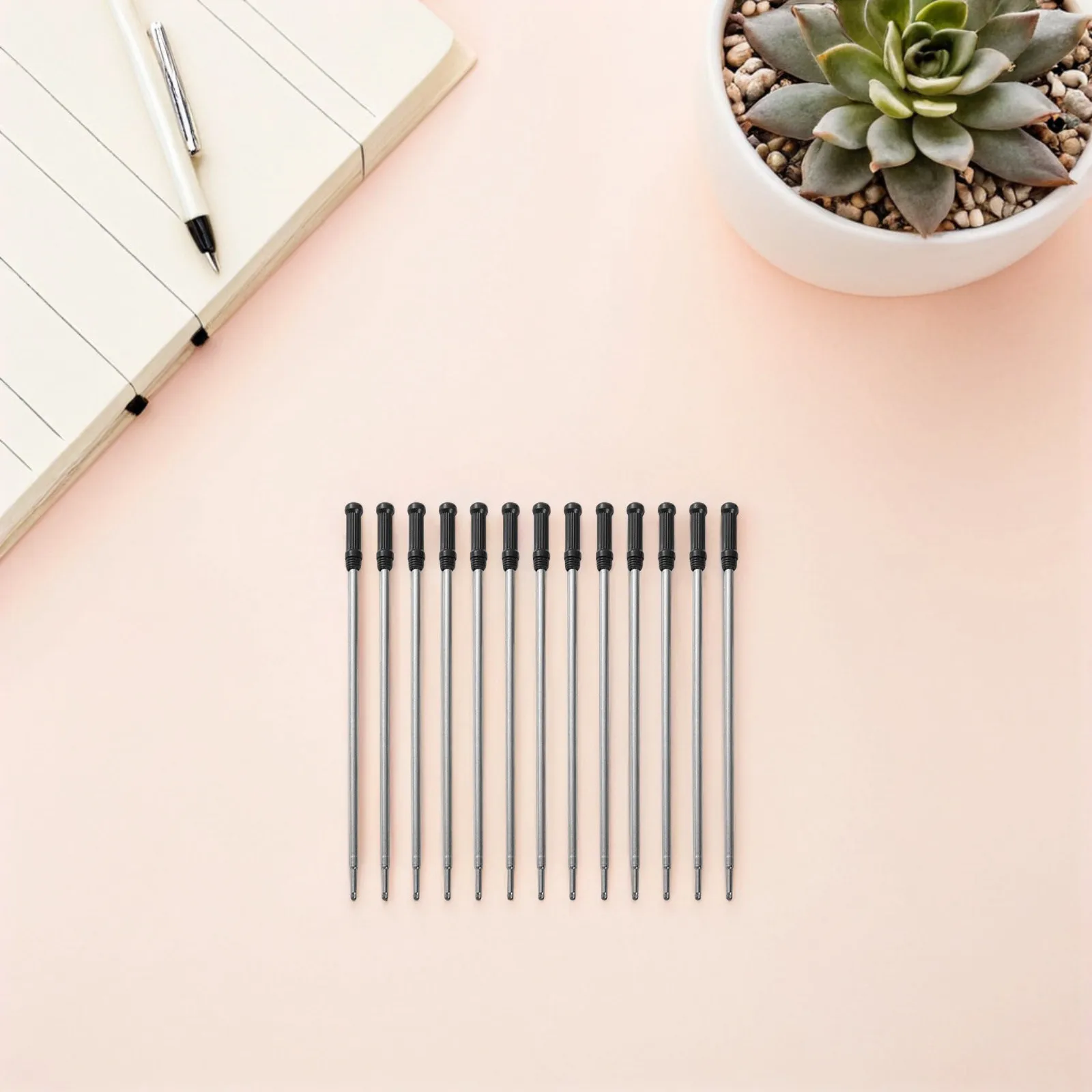 

50Pcs Metal Ballpoint Refills Black Ink for Twist Pens Metal Pens Smooth Smudge-Resistant Writing Office School Home Refills