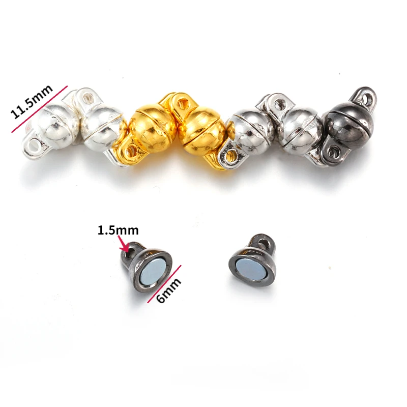 9pair 6mm Round Magnetic Connectors Clasps Magnet Charms End Cap for DIY Jewelry Making Couple Bracelet Necklace W391