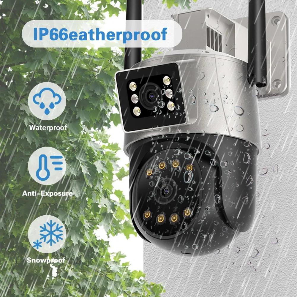 12MP 6K PTZ IP Camera Outdoor Dual Screen Automatic Tracking 8x Zoom CCTV Monitoring Outdoor Security IP Camera ICSEE