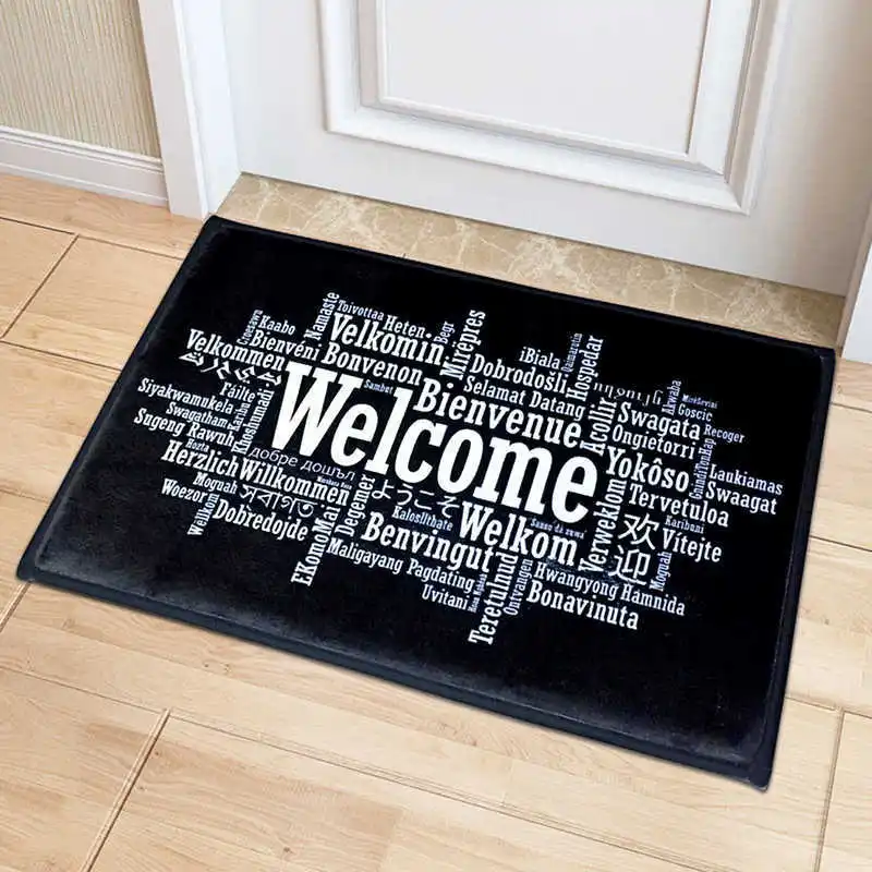 

Welcome Doormat Entrance Door Mat 40x60cm 50x80cm Flannel Fabric Anti Slip Floor Carpet Hallway Rugs Indoor Home Decoration