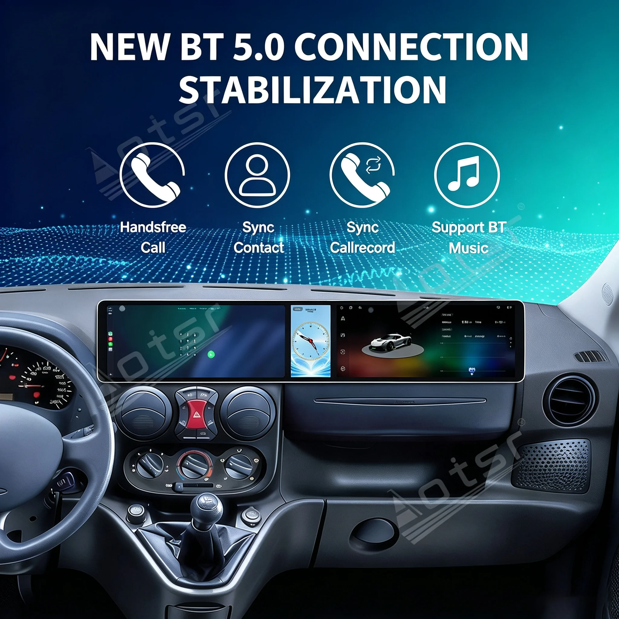 Radio Tape Recorder 12.3 Inch Combined Screen For Fiat Doblo 2002‑2017 Android 15 GPS Navigation Car Multimedia Player Carplay