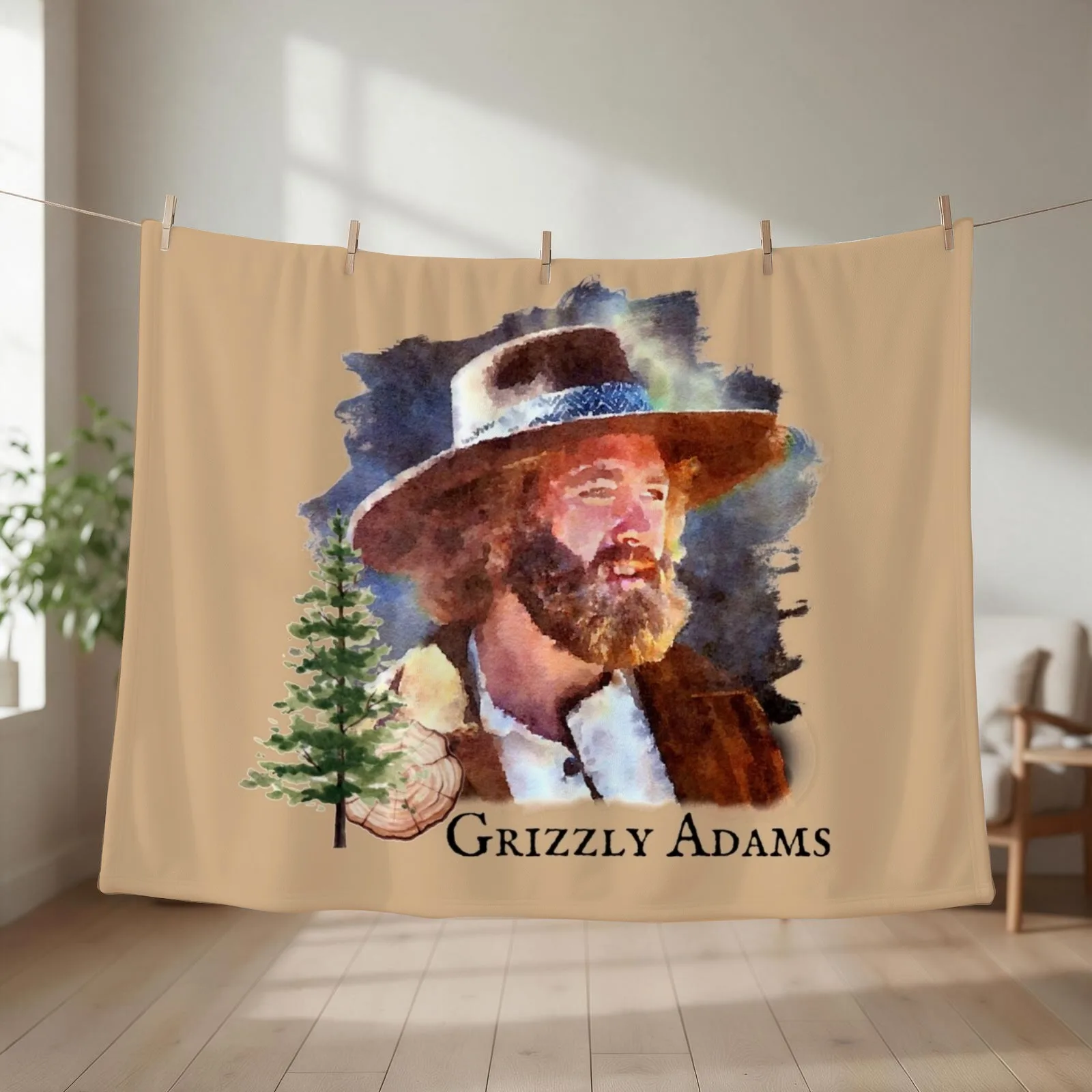 New Grizzly Adams Throw Blanket couch cozy soft plush fuzzy picnic outdoor blanket