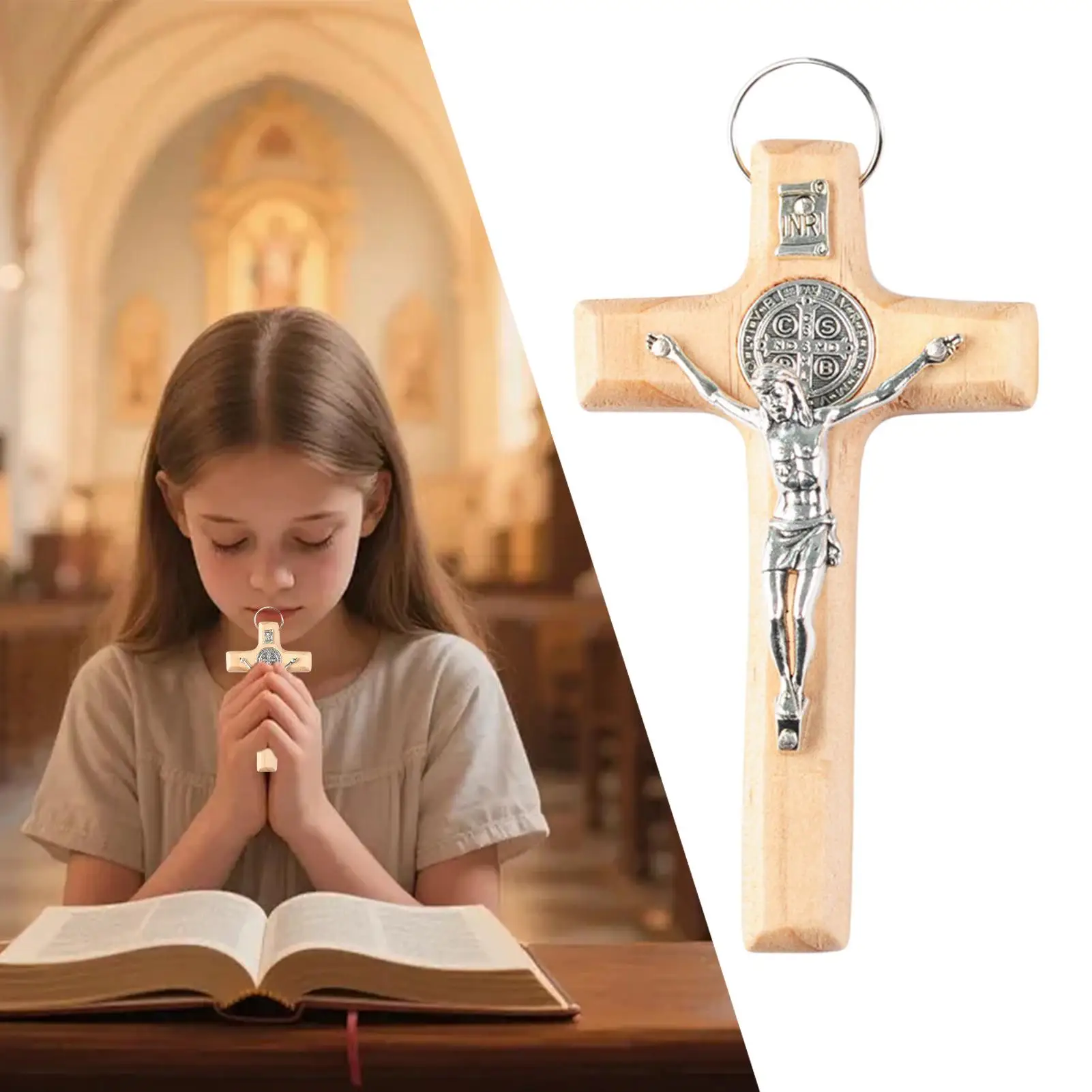 Small Cross Wooden Portable Christian Desk Decor Mini Crosses For Crafts For Women Men Kids Teen Home Decor Office School Car