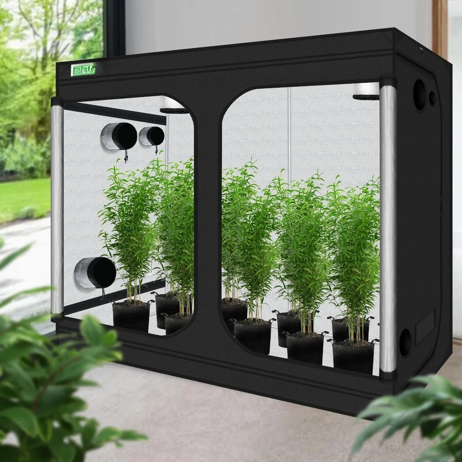 Grow Tent, 96“x48 x78 Plant Growing Tents 600D Mylar Hydroponic Indoor Grow Tent with Window, Kit Bag& Floor Tray Growing Tent