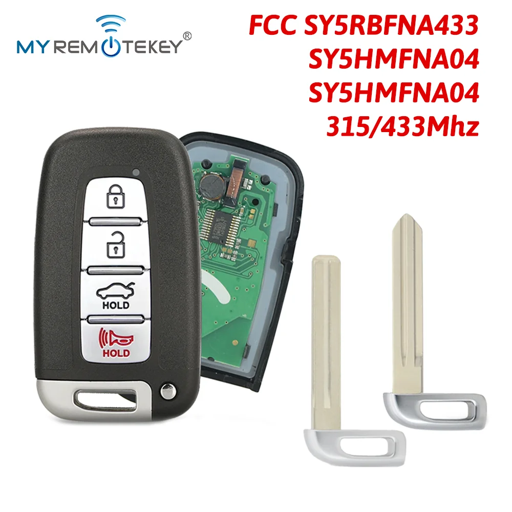 Умный ключ MyRemoteKey с 4 кнопками 315/433 МГц HY15 для Hyundai Kia Elantra Sonata Genesis Tucson Sportage Soul Forte Optima 2009-2016.