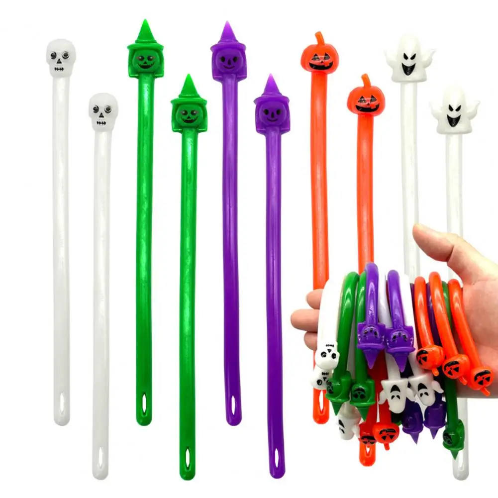 10PCS Halloween Elastische Seil Sensorischen Spielzeug Squeeze Release Angst Für Kinder Kürbis Stretchy Saiten Klassenzimmer Preis Party Gefälligkeiten