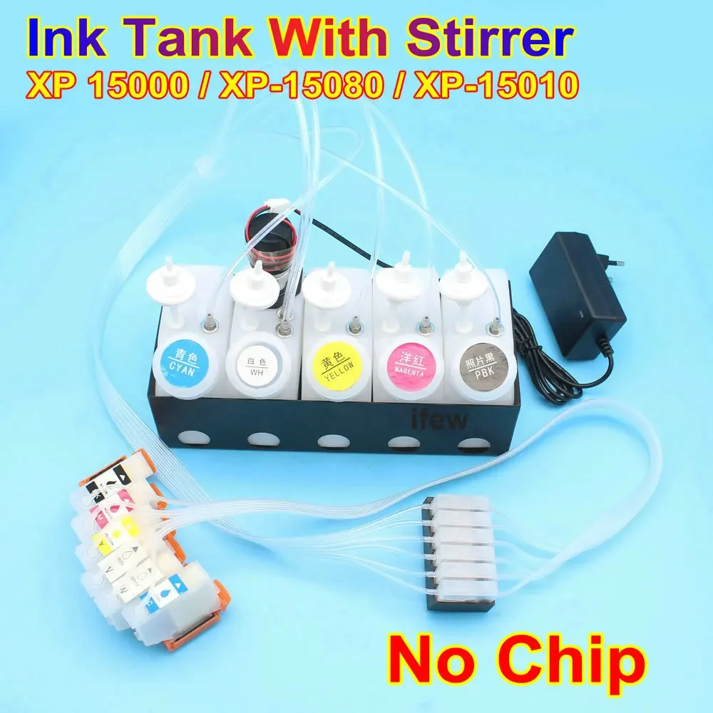 Xp 15000 250ml DTF Ink Tank Cartridge Kit CMYKW 5 Color 1 Stirring Motor Direct to Garment Printer Sub Ink Tank Inkjet Printer