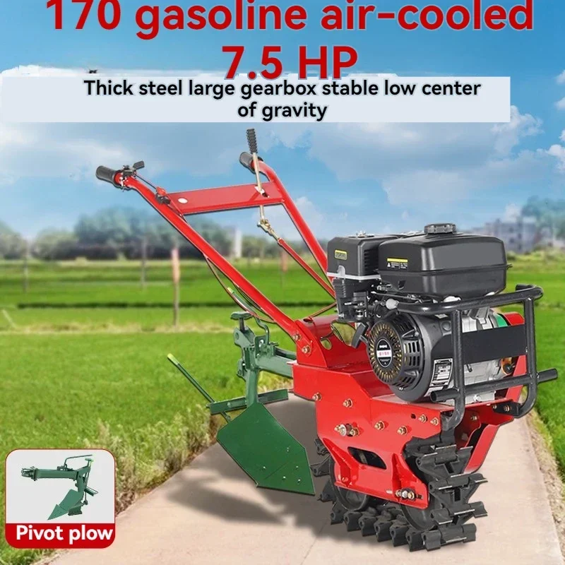 Low Chain Track Type Micro-cultivator Crawler Furrow Plow Manual Diesel Plow Plow Small Single Turbine Agricultural Use