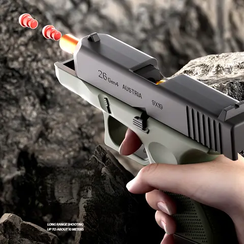 Kontinuerlig avfyrning Mini G26 svart pistol mjuk kula skal kastande leksakspistol utomhussportspel blaster för barn 8 best sales Glock-pistol Nerf - №7