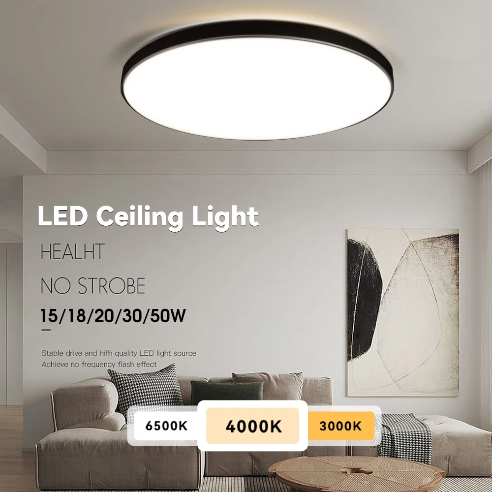 Ultra Thin Round Led Ceiling Lamp 15/18/30/50W Modern Panel Ceiling Lights 220v For Living Room Bedroom Kitchen Indoor Lighting