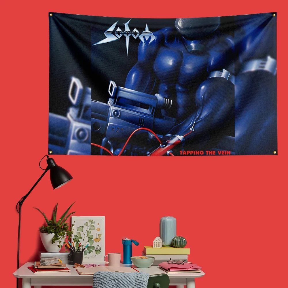 Sodom Inspired Rock Music Flag 3x5 FT 90x150cm Polyester Decorative Banner Tapestry For Music Fans Bedroom Wall Decoration