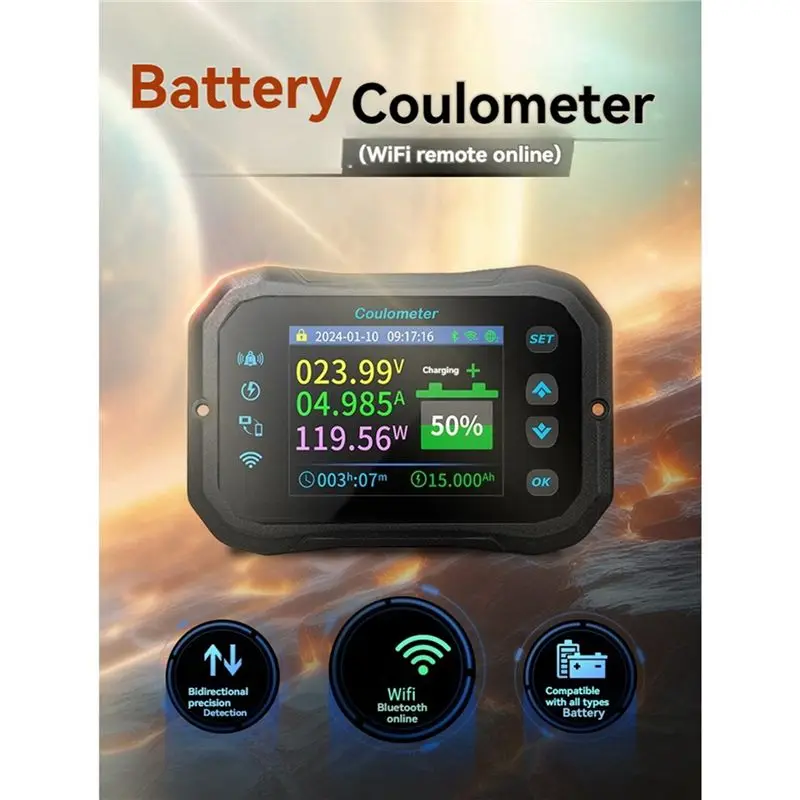 2X KM140F Wifi Coulomb Meter 400A Volt-Ammeter Power RV Battery Capacity Tester Monitor For All Batteries-L94A