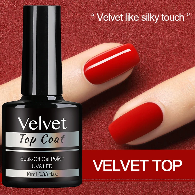 NAILCO 10ml Transparent Velvet Top Coat Gel Polish Nail Art Matte Top Base Semi Permanent Gel Varnish Blooming Top Coat No Wipe