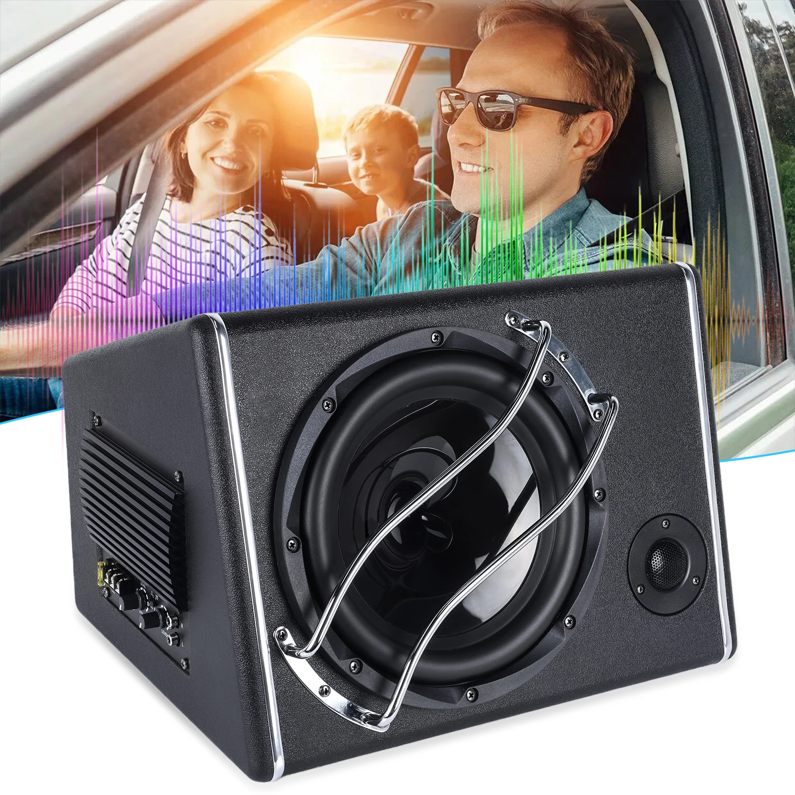 Podofo 1 Set 10 Zoll 3800W Auto-Subwoofer mit Bandpass-Subwoofergehäuse für 12V Auto LKW Marine Boot Audio-Upgrade – Detail 5