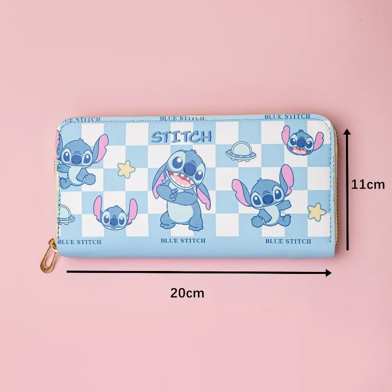 Длинный кошелек Disney Stitch на молнии, милый водонепроницаемый кожаный кошелек для монет для студентов, детский мультяшный органайзер, сумка для ежедневного использования