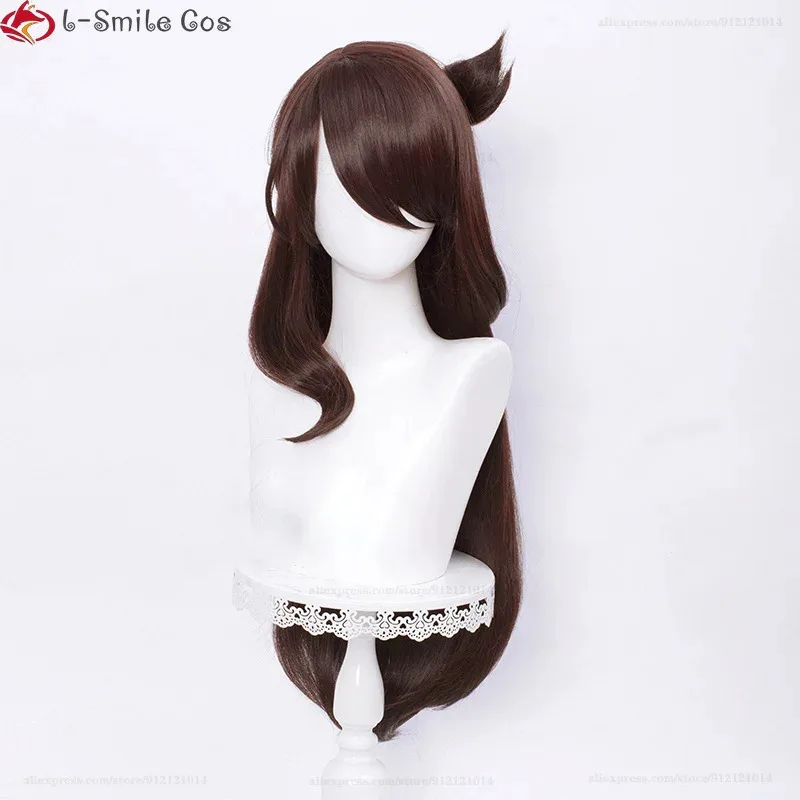 

aaa12 380cm Long Beidou Game Cosplay Brown Heat Resistant Synthetic Hair Halloween Party Wigs + Wig Cap