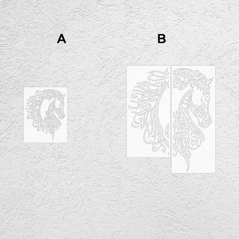 64cm-116cm Stencil Wall Decorative Painting  for Furniture Makers Arabic Calligraphy Horse Design Putty Painting Tool S578