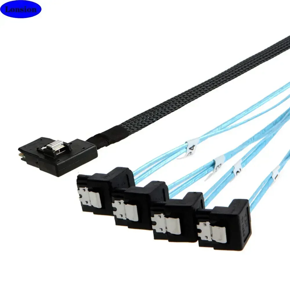 

MINI SAS SFF-8087 to 4 Ports SATA 90 Degree High-Speed Server connection cable