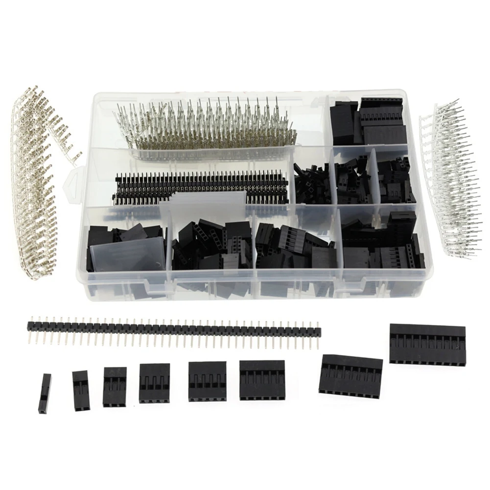 1450Pcs Dupont Connector 2.54mm, Dupont Connector Kit PCB Headers Male Female Pins Electronics, Terminal Connector Kit