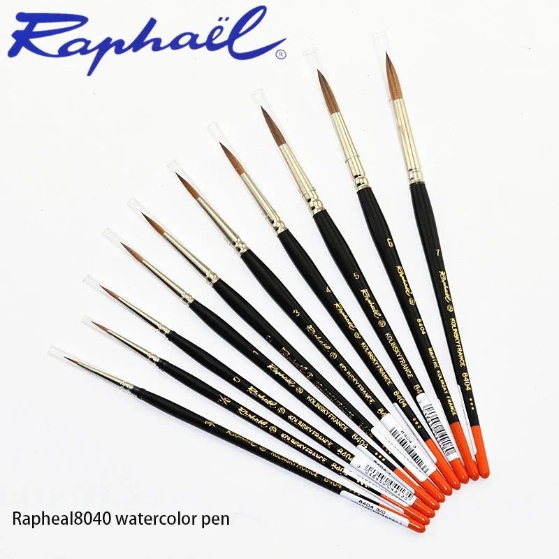 Original French Raphael  Kolinsky 8404 Brush Paint Watercolor Ferret Hair Round Head Fine Nib Line Drawing Art Supplies