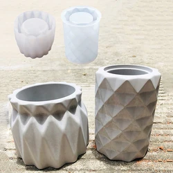 Geometric Shape Concrete Flowerpot Mold Art Vase Plaster Silicone Mold Cement Round Pen Holder Epoxy Resin Clay Mold