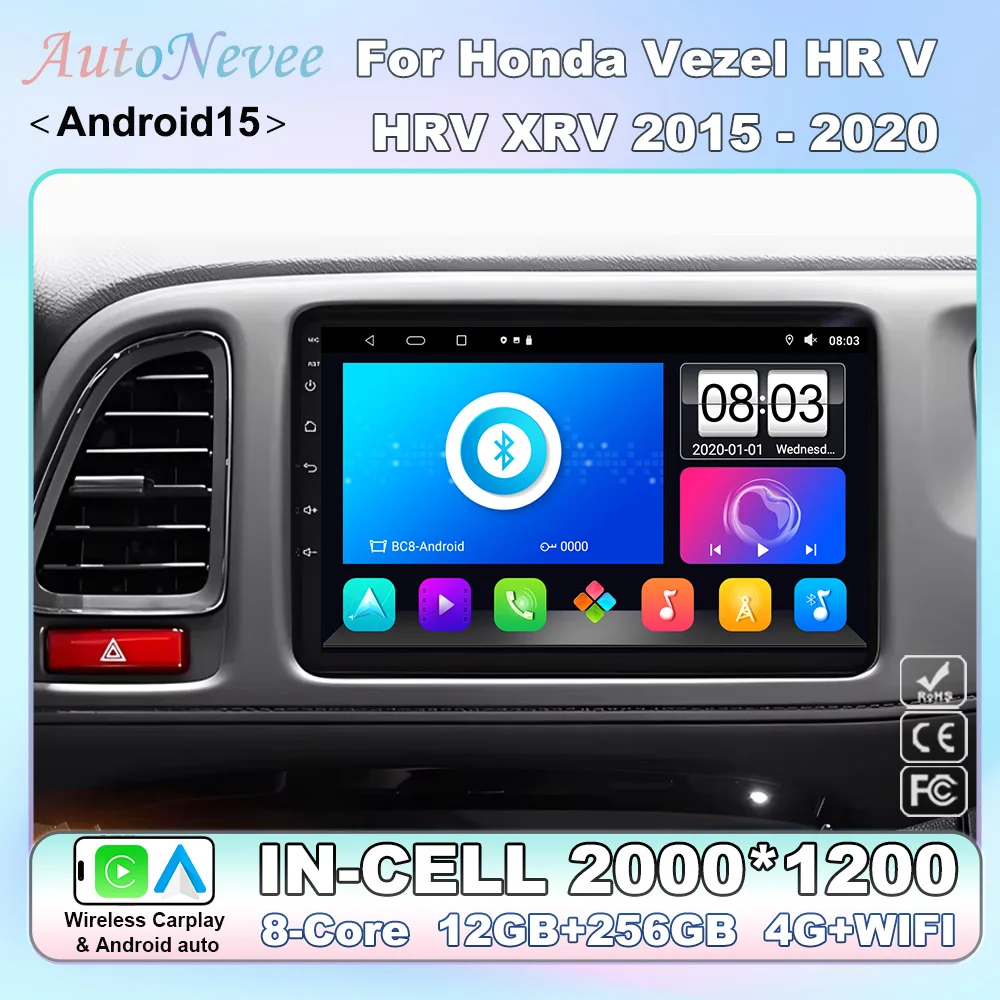 

Android 15 For Honda Vezel HR V HRV XRV 2015 2016 2017 2018 2019 2020 Car Radio Multimedia Stereo Player Navigation GPS Carplay
