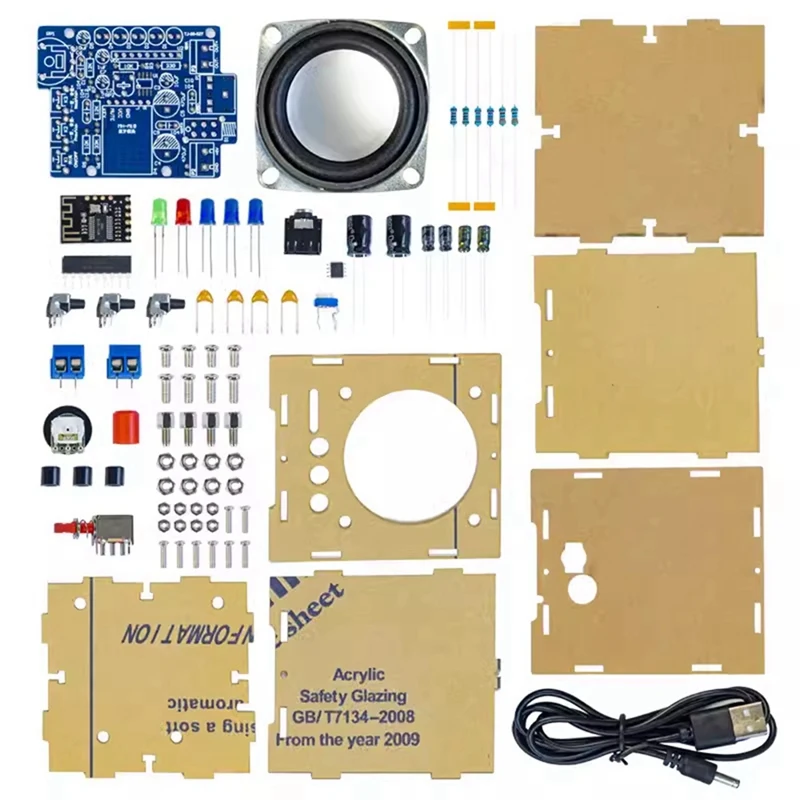 DIY Bluetooth Speaker Kit Electronic Kit Component Mini Amplifier Speakers SPI Interface With Acrylic Shell