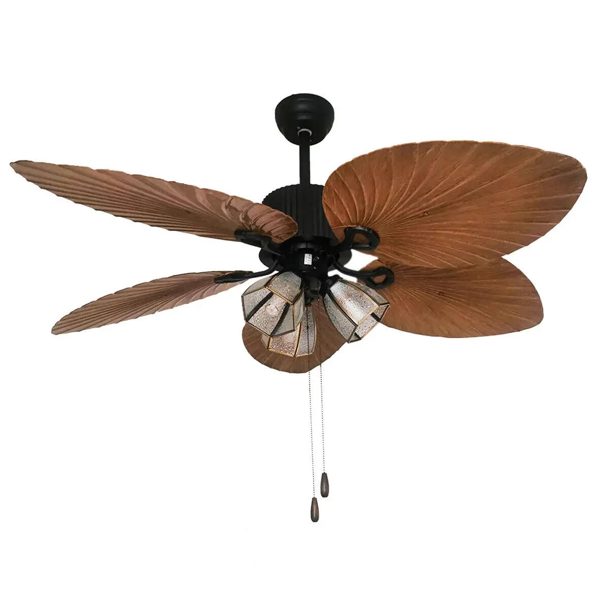 Indoor Ceiling Fan with Light Kit Pull Chain Control 5Bronze Palm Tropical Blade