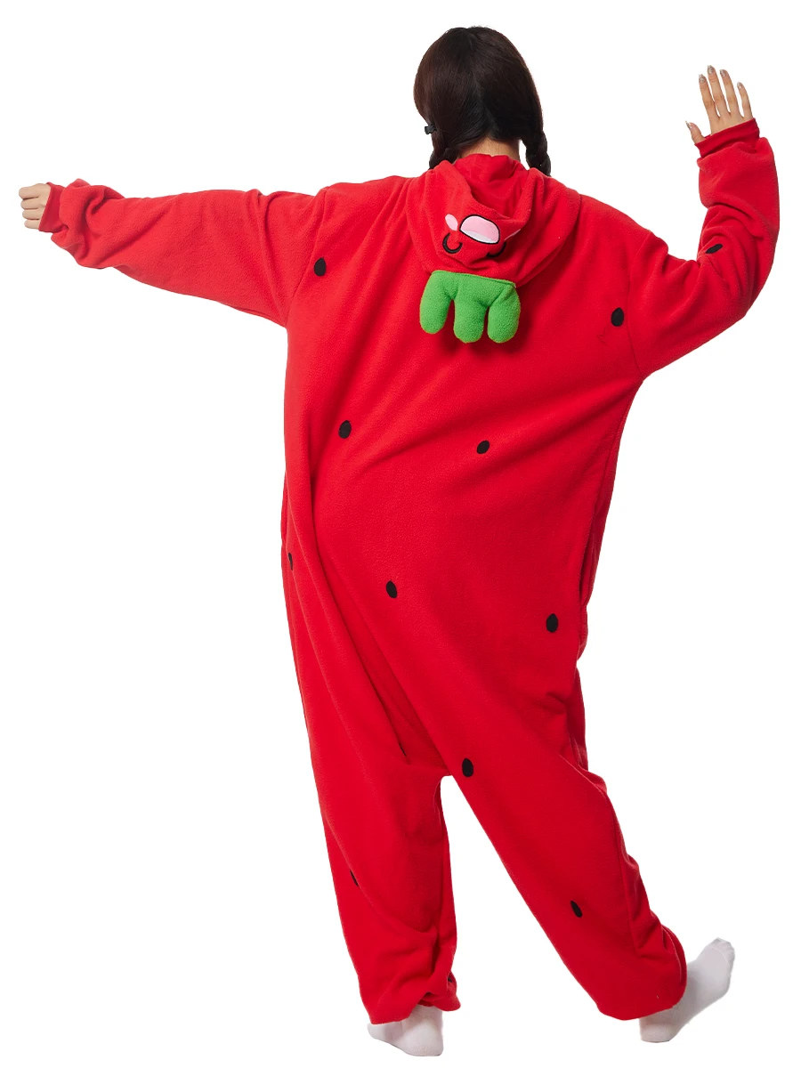 Volwassen Onesie Aardbei Voor Vrouwen Mannen Dier Kigurumi Schattige Pyjama Cartoon Pyjama Homewear Halloween Cosplay Feest Kostuum