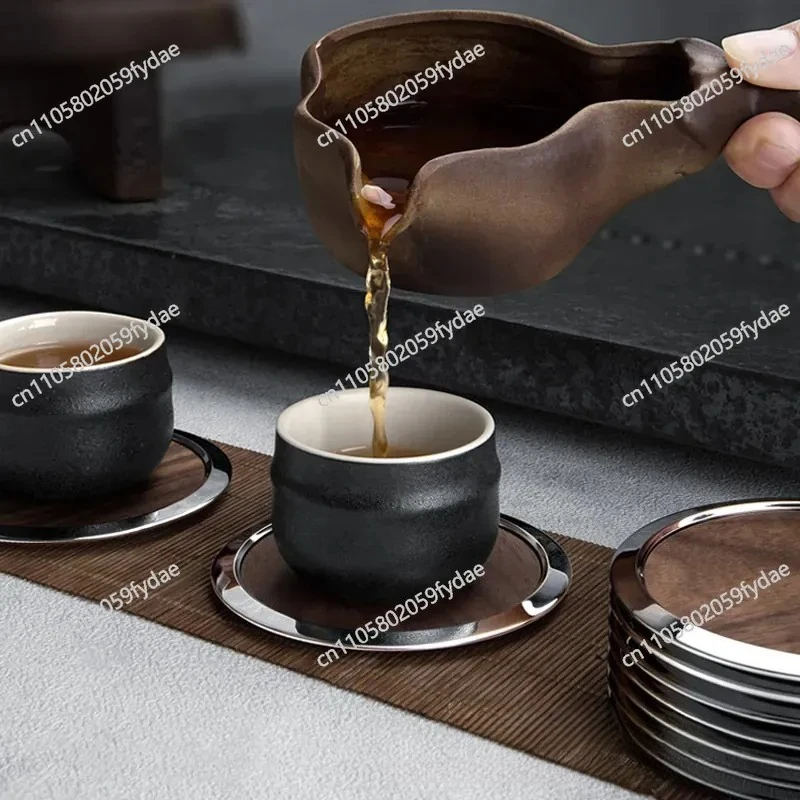 A Black Walnut Coaster Wooden Teacup Holder Glass Cup Mat Black Walnut Coaster Thermal Insulation Home
