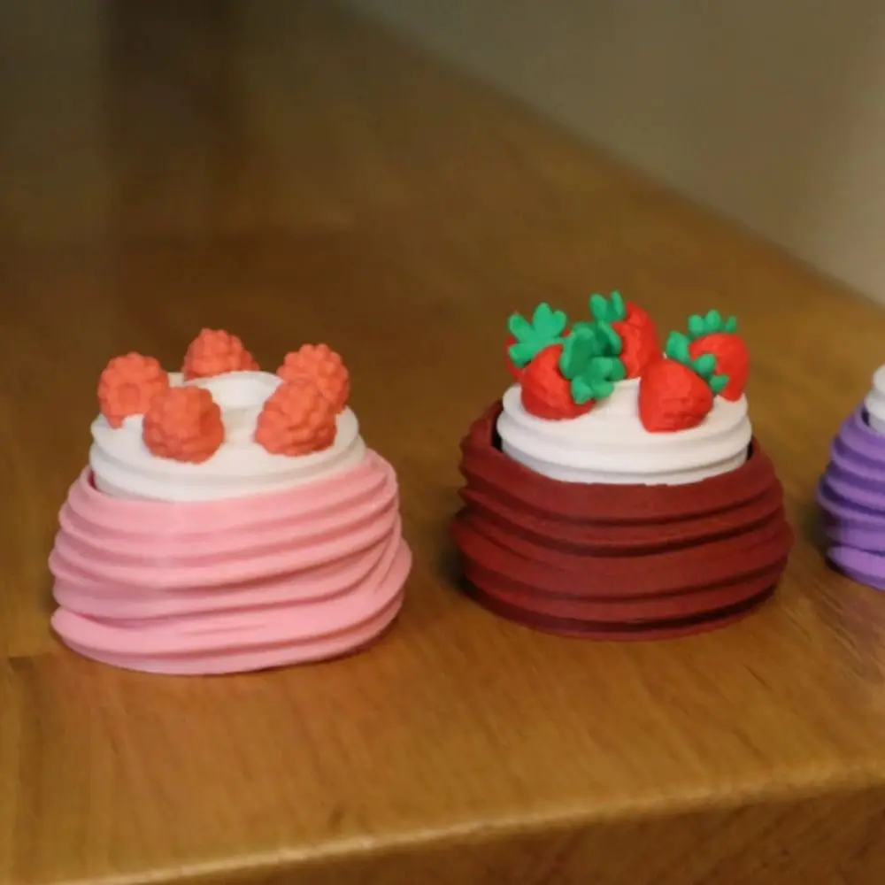 Keyring 3D Printed Clicker Key chain Push Button Cute Funny Cake Clicker Fidget Cartoon Simulated Keyboard Fidget Backpack