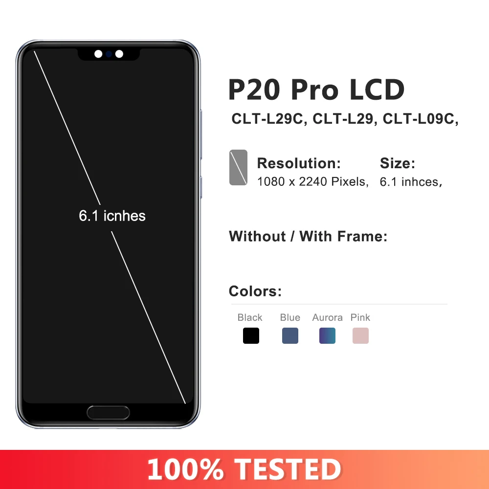 TFT P20Pro For Huawei P20 Pro CLT-L09 CLT-L29 LCD Display Touch Screen Digitizer Assembly Replacement For Huawei P20Pro Screen