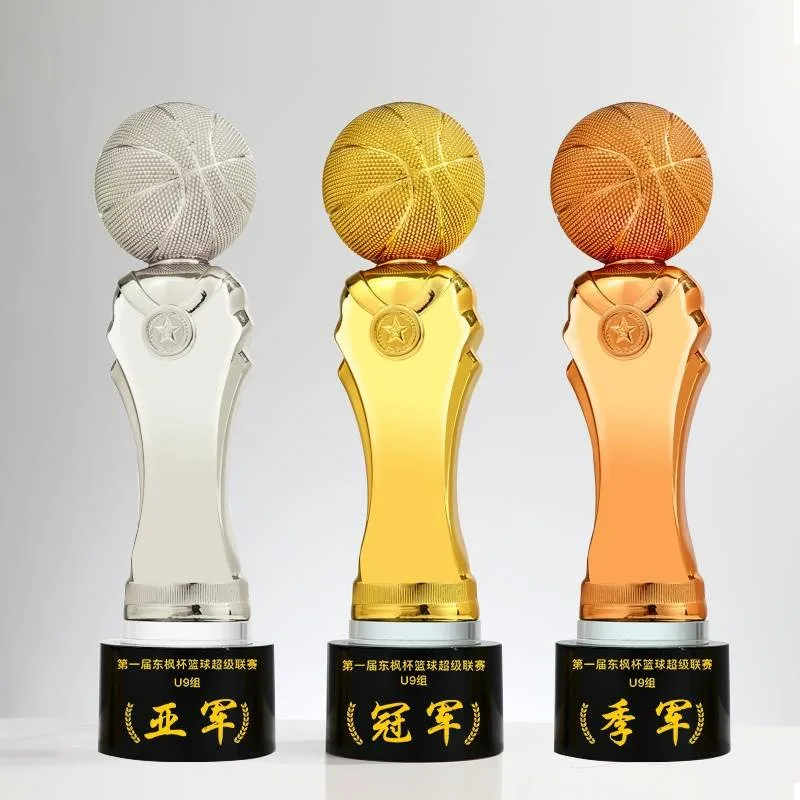 The new basketball trophy awarded by the school competition sports meeting resin crystal material can be customized