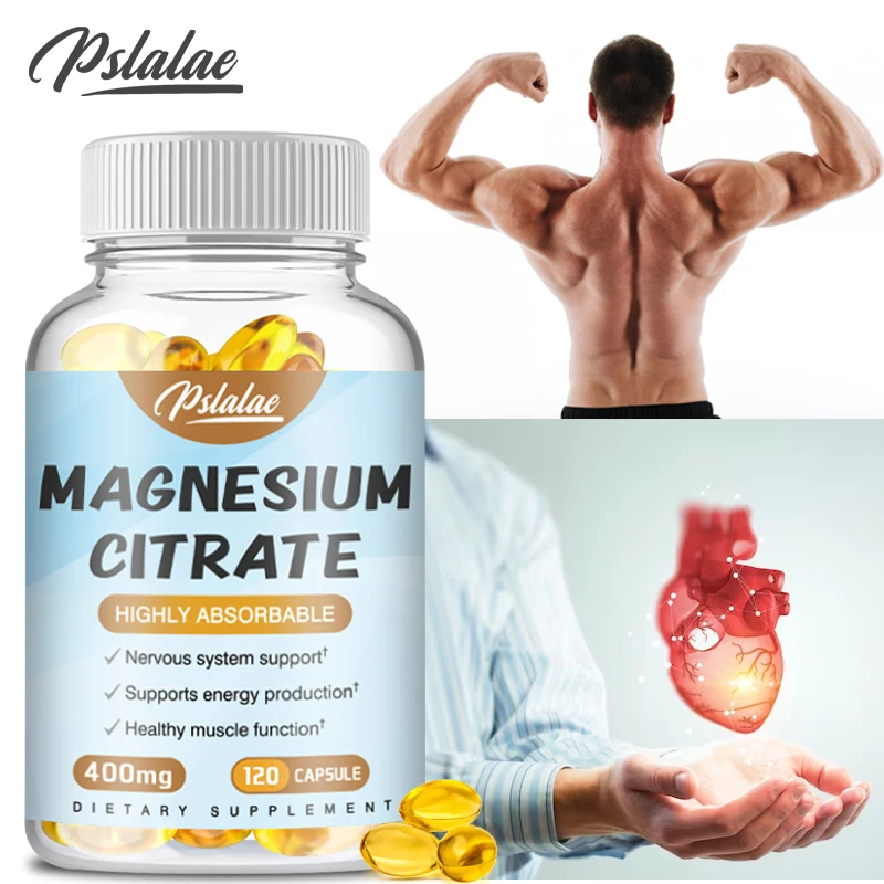 Magnesium Citrate Capsules 400 Mg - Maximum Absorption for Muscle, Nerve, Bone and Heart Health & Digestion