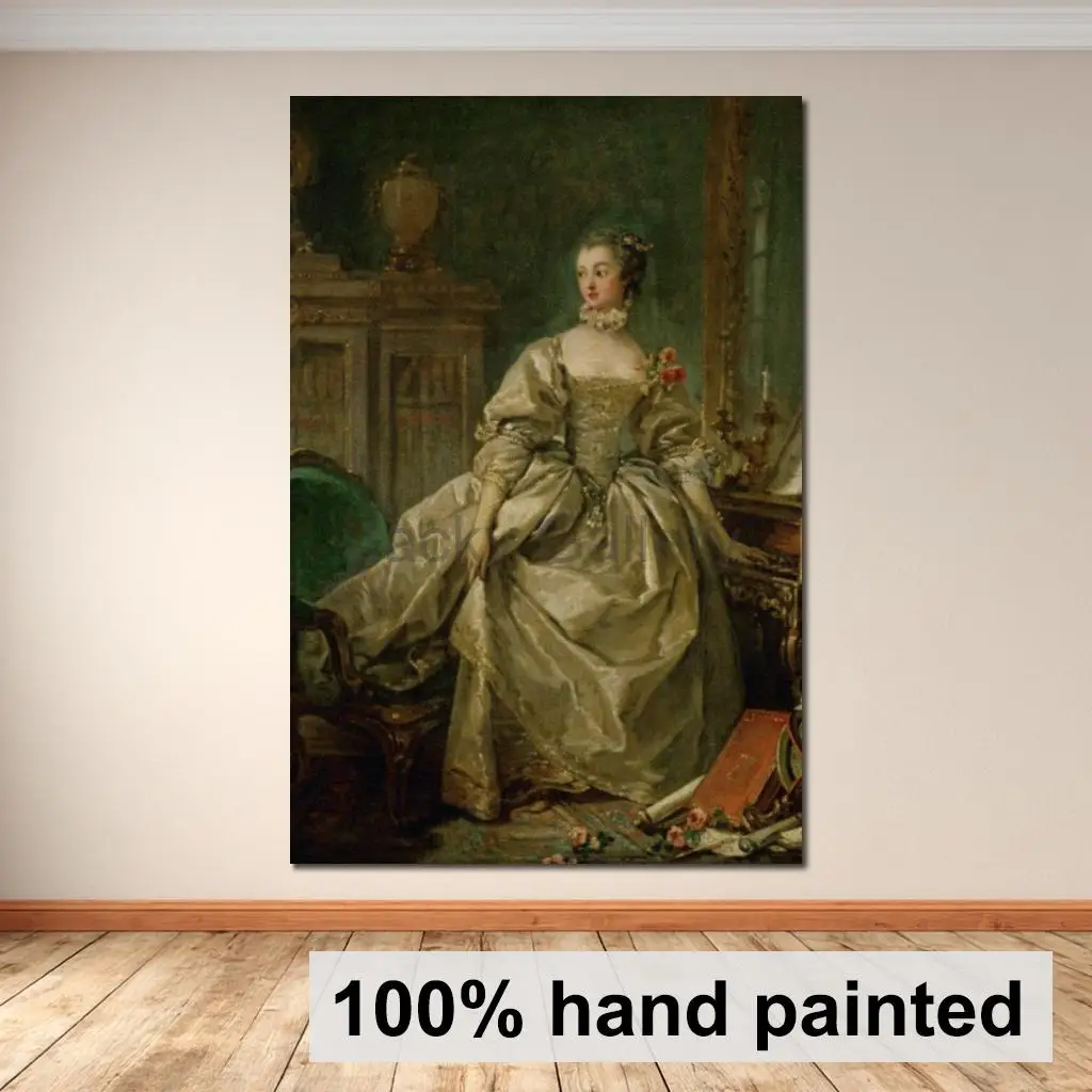 Madame Pompadour Handmade Elisabeth Vigée Le Brun Portrait Oil Painting French Lady Canvas Art for Romantic Bedroom Decor