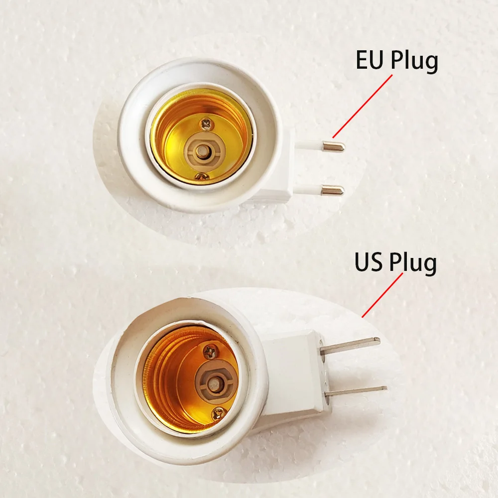 Plastic E27 LED Light Lamp Bulbs Socket Base Holder EU/US Plug Adapter ON/OFF Switch White