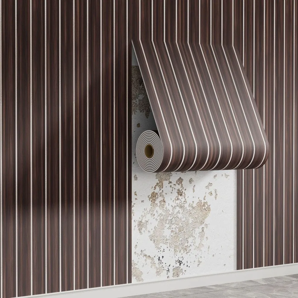 Self-Adhesive Imitation Wood Grain Wallpaper Peel and Stick Thickened Artificial Grille Wall Sticker DIY Wear-Resistant