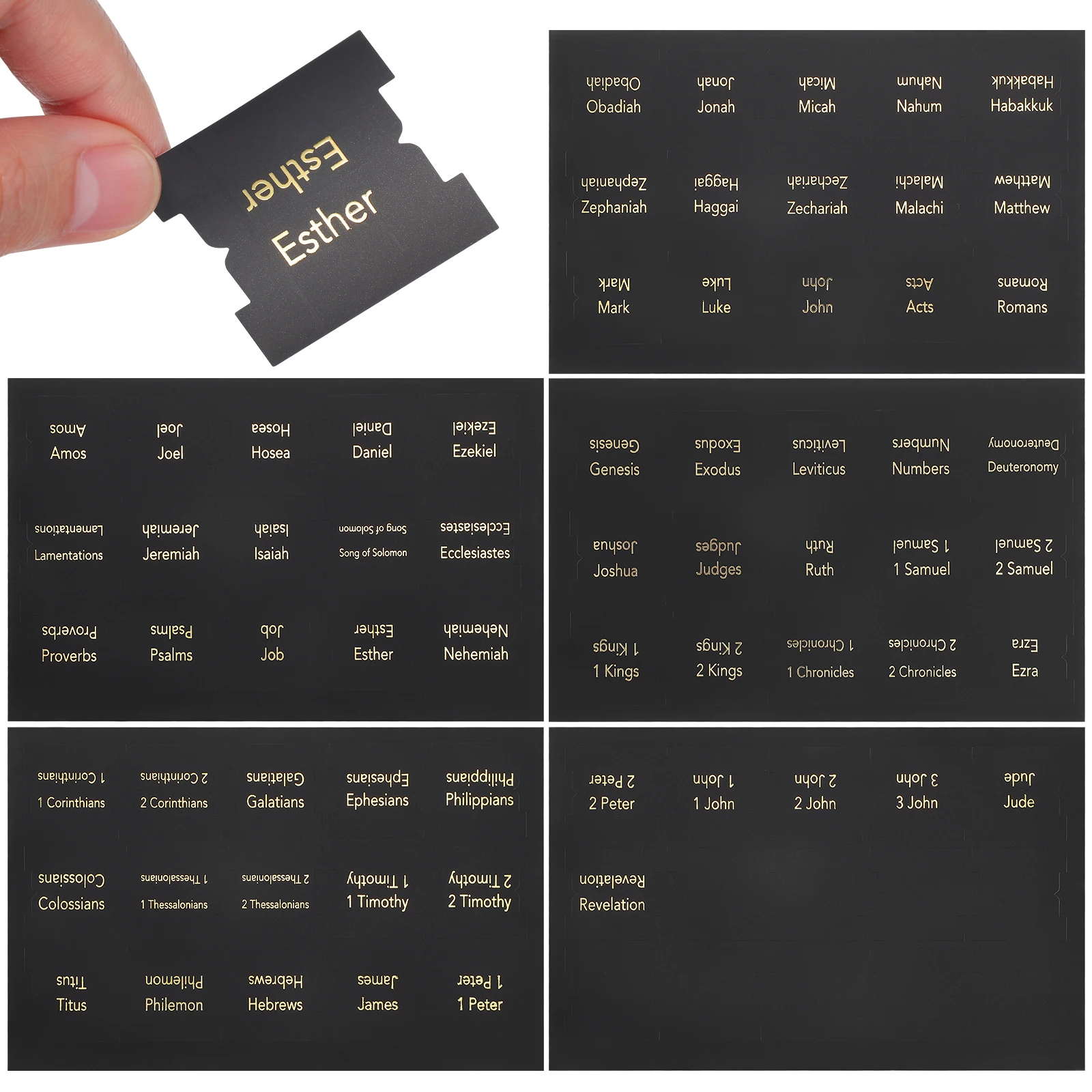 

LALAFINA Bible Tabs 5 Sheets Black Laminated Index Labels for Testament Study Journaling Women Men