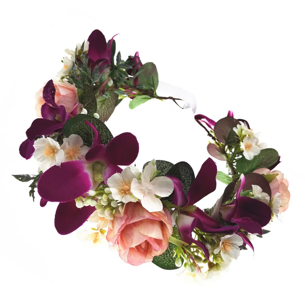 

Цветочная повязка на голову Lan Hua: Яркая, очаровательная, свадебная, для невесты, цветочный венок для волос