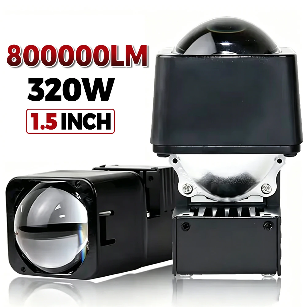320W 1.5 inch Matrix LED Lens High Beam Projector 800000LM Bi-led Auxiliary Headlight Fog Light For Car Motorcycle Accessories