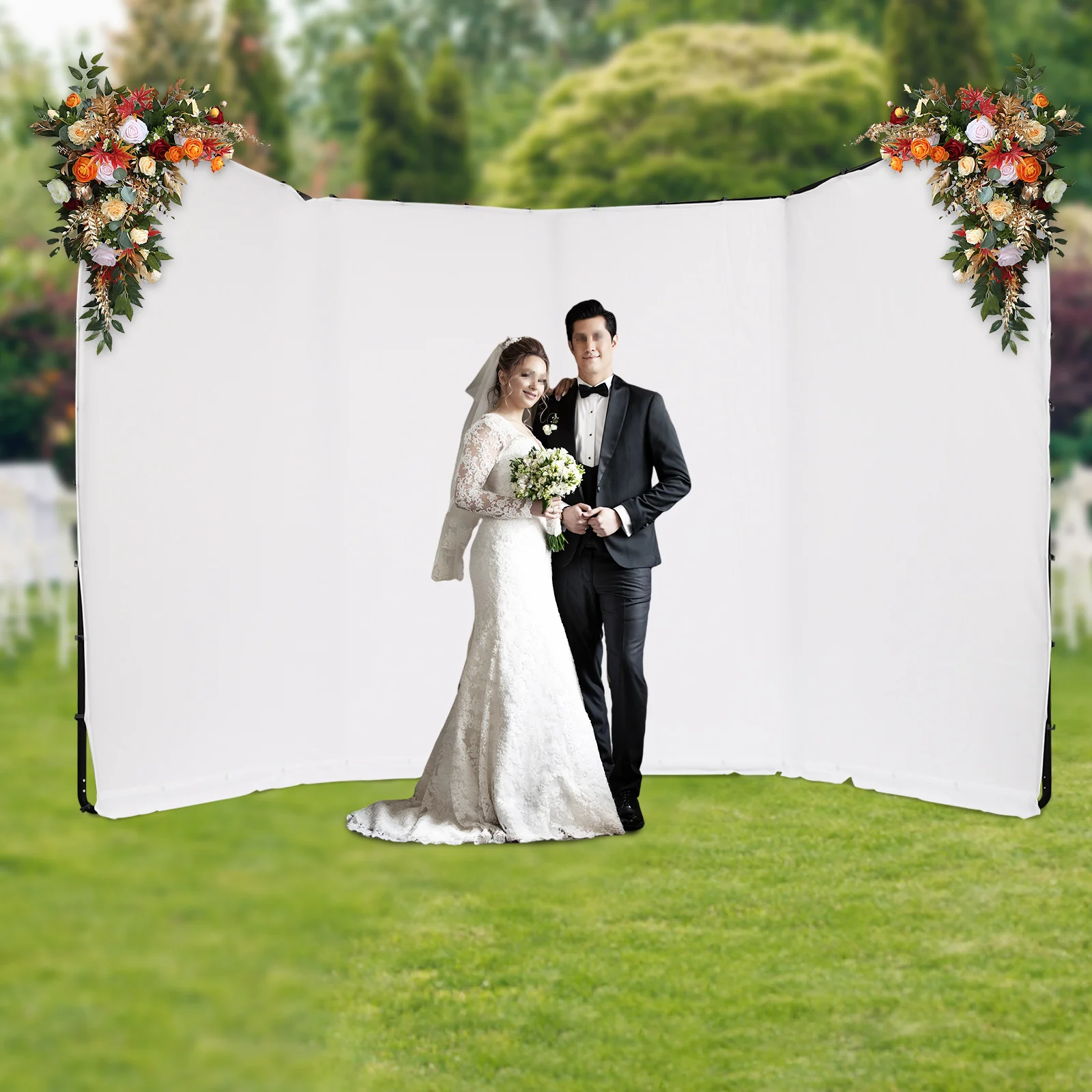 4x2.4M White Screen Backdrop Stand, Photography Backdrop Stand, Photography Backdrop Stand with White Cloth