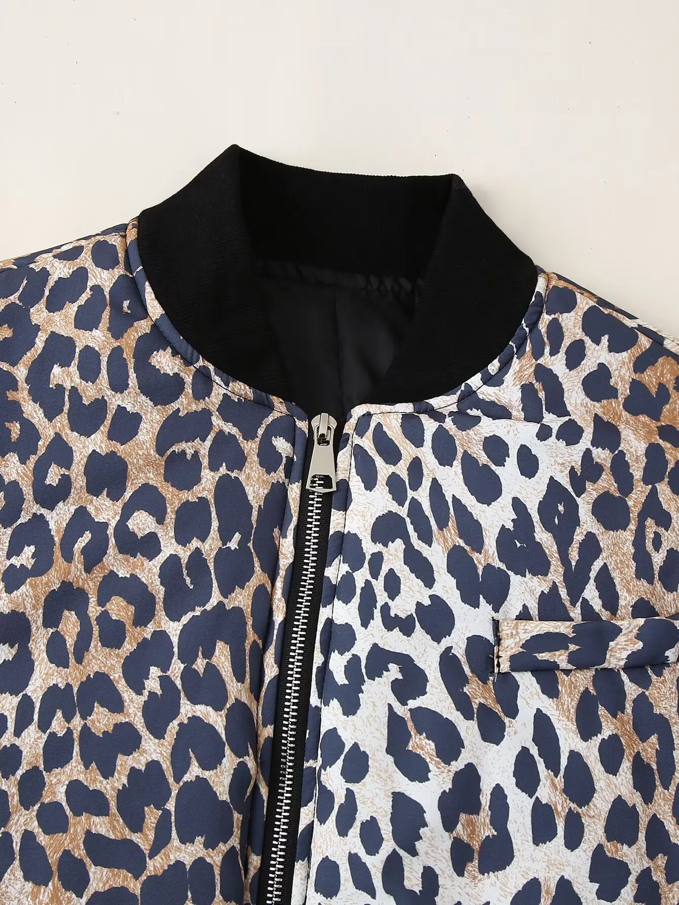 HH TRAF Winter Female Fashion Loose Cotton Jacket Women Long Sleeve Zipper Leopard Pocket Decorate Slim Seamed Cotton Coat Mujer