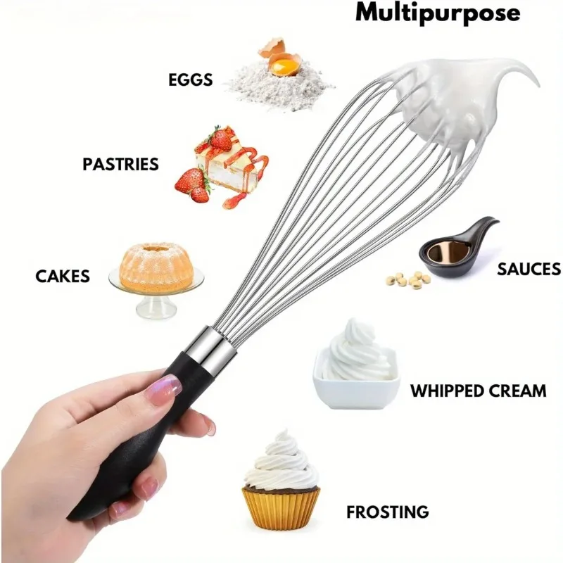 2pcs/set Stainless Steel Manual Egg Whisk Mixer Frother for Cake Cream Baking Tools image 2